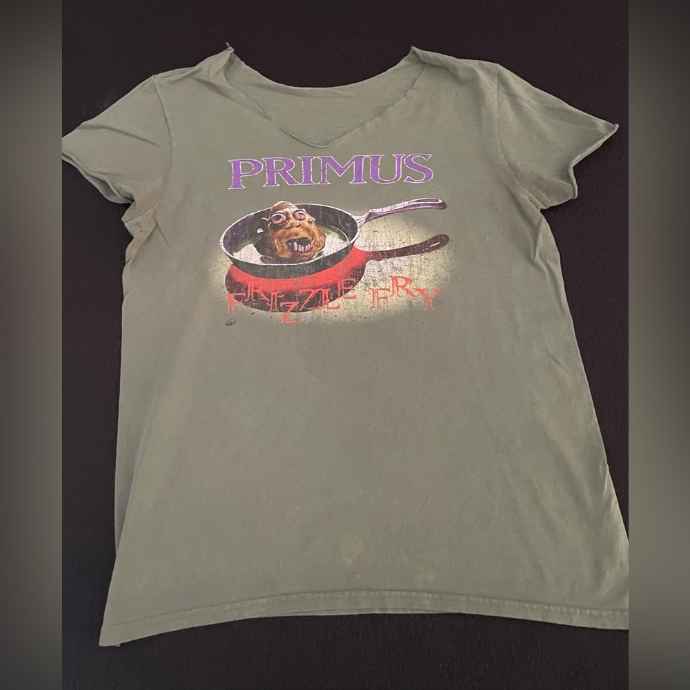 VTG Primus distressed light green ‘Fizzle Fry’ graphic band tee sz L (?)